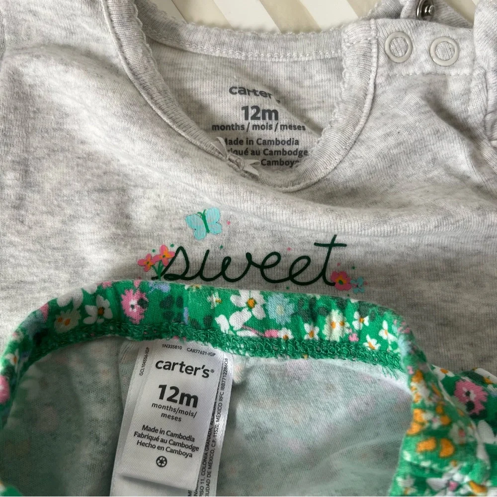 CARTERS Ruffle Bodysuits & Floral Leggings Bundle, 12mo